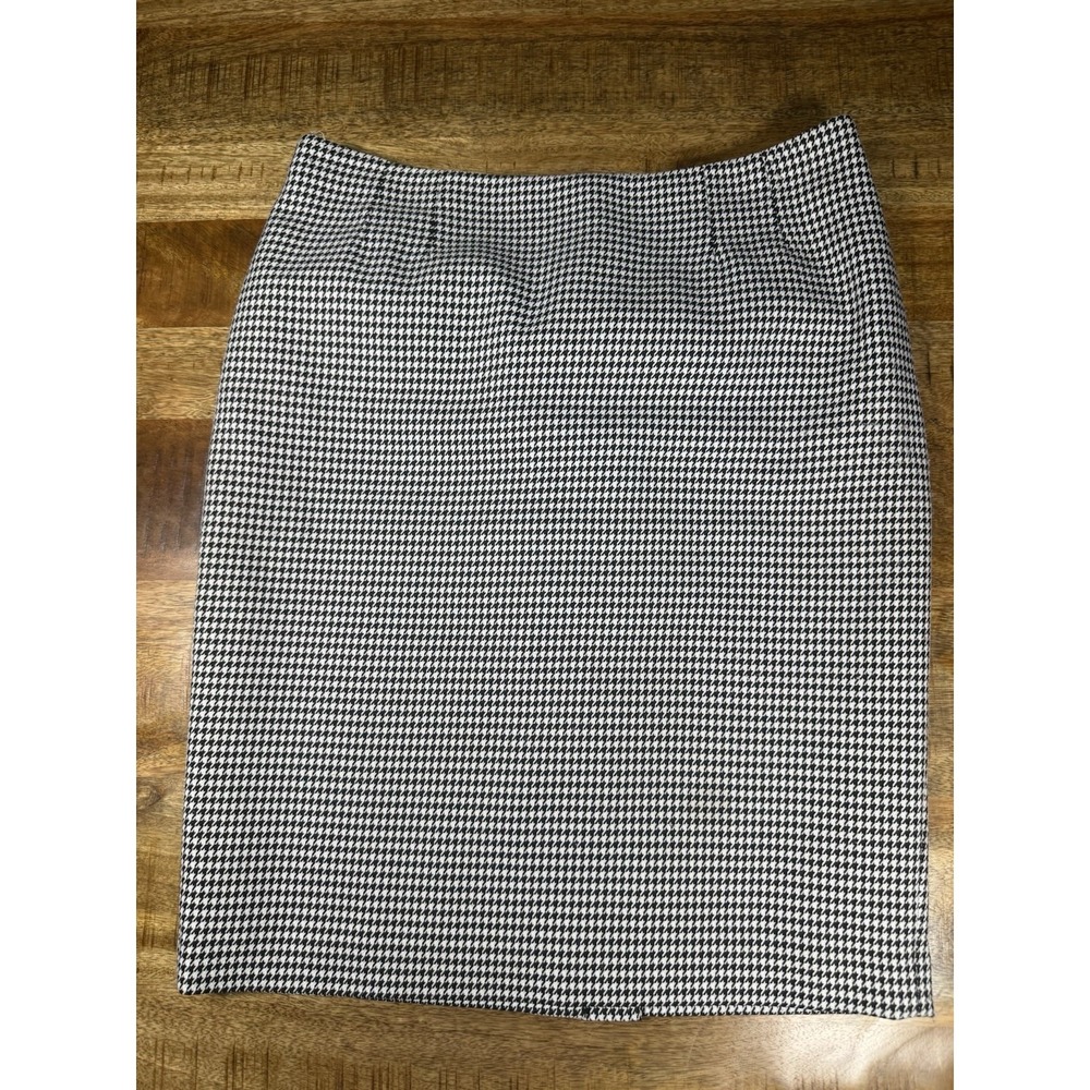 KASPER Women's Polyester Straight Pencil Skirt Houndstooth Black White Size 12